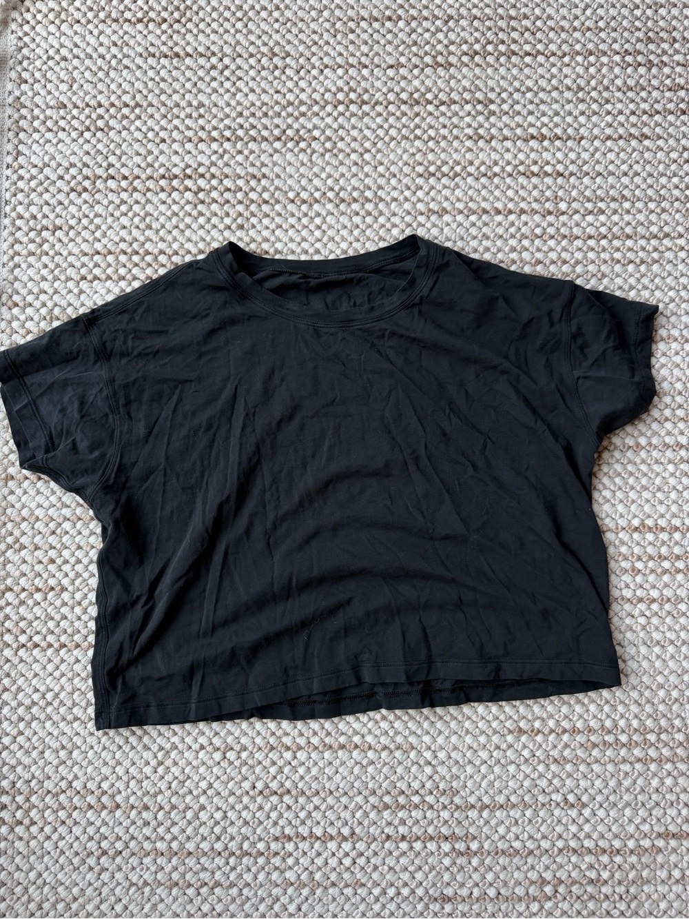 lululemon athletica Black Cropped Crew Tee